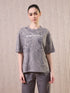 Women Jacquard Boxy Fit Round Neck T-shirt with DOUBLE COOL