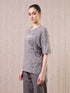 Women Jacquard Boxy Fit Round Neck T-shirt with DOUBLE COOL