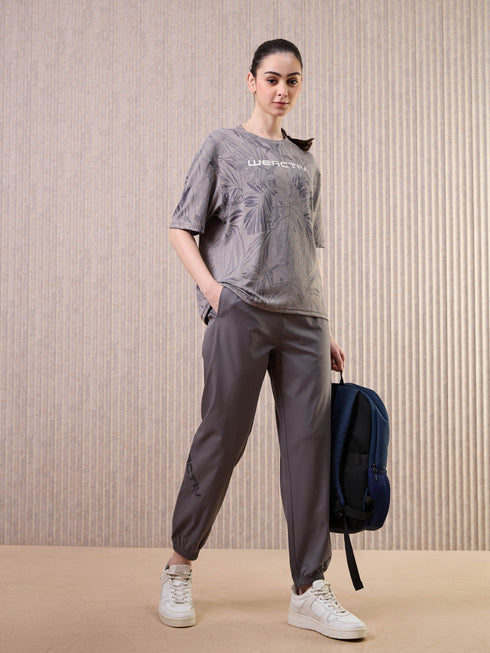 Women Jacquard Boxy Fit Round Neck T-shirt with DOUBLE COOL