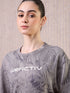Women Jacquard Boxy Fit Round Neck T-shirt with DOUBLE COOL