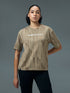 Women Jacquard Boxy Fit Round Neck T-shirt with DOUBLE COOL