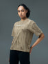 Women Jacquard Boxy Fit Round Neck T-shirt with DOUBLE COOL