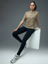 Women Jacquard Boxy Fit Round Neck T-shirt with DOUBLE COOL