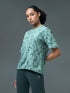 Women Jacquard Boxy Fit Round Neck T-shirt with DOUBLE COOL