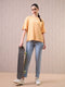 Women Jacquard Boxy Fit Round Neck T-shirt with DOUBLE COOL