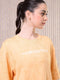 Women Jacquard Boxy Fit Round Neck T-shirt with DOUBLE COOL
