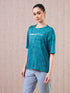 Women Jacquard Boxy Fit Round Neck T-shirt with DOUBLE COOL