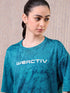 Women Jacquard Boxy Fit Round Neck T-shirt with DOUBLE COOL