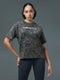 Women Jacquard Boxy Fit Round Neck T-shirt with DOUBLE COOL
