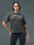 Women Jacquard Boxy Fit Round Neck T-shirt with DOUBLE COOL