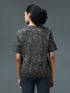 Women Jacquard Boxy Fit Round Neck T-shirt with DOUBLE COOL
