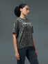 Women Jacquard Boxy Fit Round Neck T-shirt with DOUBLE COOL