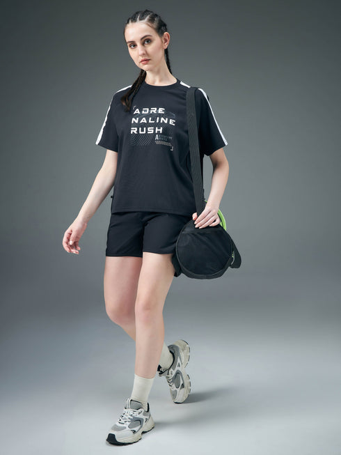 Women Printed Relaxed Fit Round Neck T-shirt with ELASTOPLUS