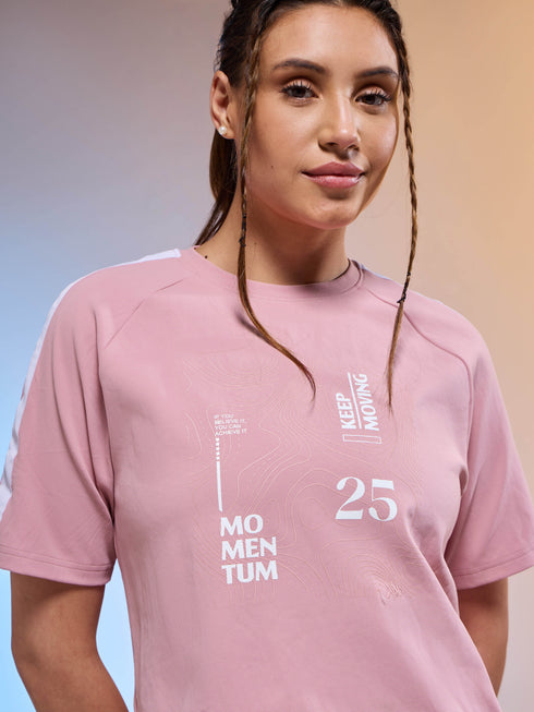 Women Printed Relaxed Fit Round Neck T-shirt with ELASTOPLUS