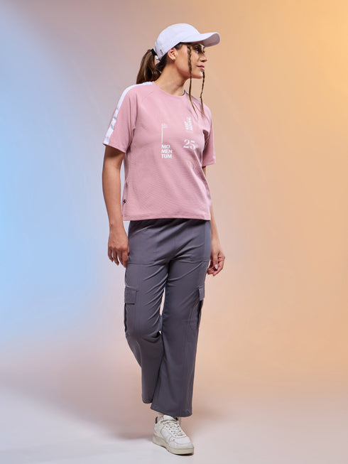 Women Printed Relaxed Fit Round Neck T-shirt with ELASTOPLUS