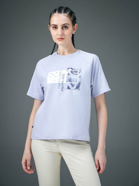 Women Printed Relaxed Fit Round Neck T-shirt with ELASTOPLUS