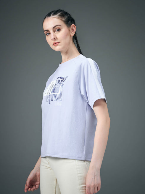 Women Printed Relaxed Fit Round Neck T-shirt with ELASTOPLUS