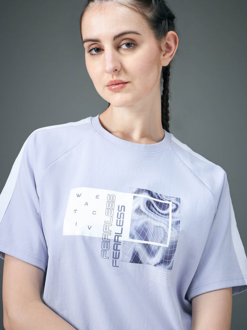 Women Printed Relaxed Fit Round Neck T-shirt with ELASTOPLUS