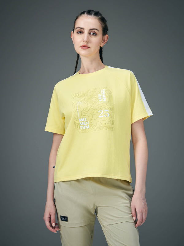 Women Printed Relaxed Fit Round Neck T-shirt with ELASTOPLUS
