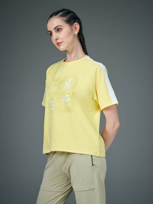 Women Printed Relaxed Fit Round Neck T-shirt with ELASTOPLUS
