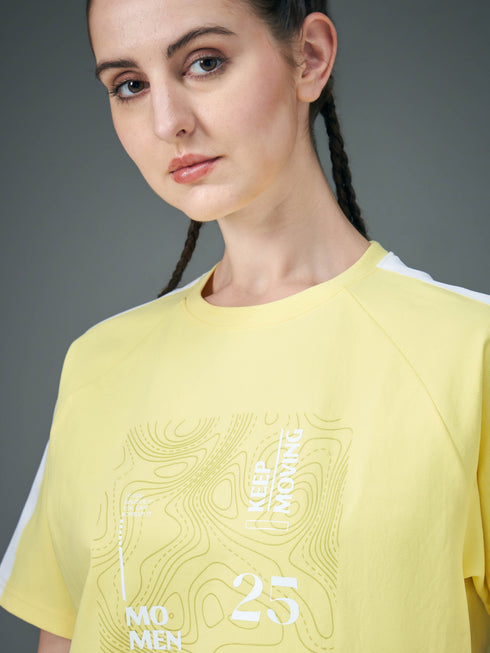 Women Printed Relaxed Fit Round Neck T-shirt with ELASTOPLUS