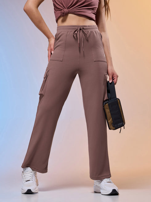 Women Solid Straight Fit Cargo Trackpants with TECHNOCOOL+