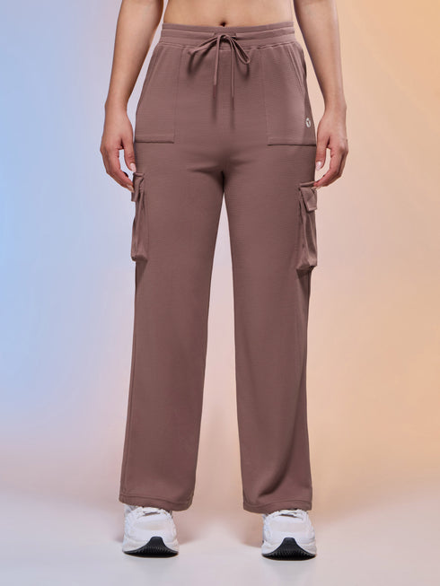 Women Solid Straight Fit Cargo Trackpants with TECHNOCOOL+