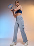 Women Solid Straight Fit Cargo Trackpants with TECHNOCOOL+