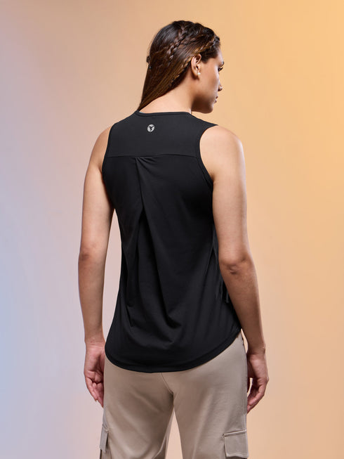 Women Solid Slim Fit Round Neck Tank Top with COTFLEX