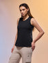 Women Solid Slim Fit Round Neck Tank Top with COTFLEX