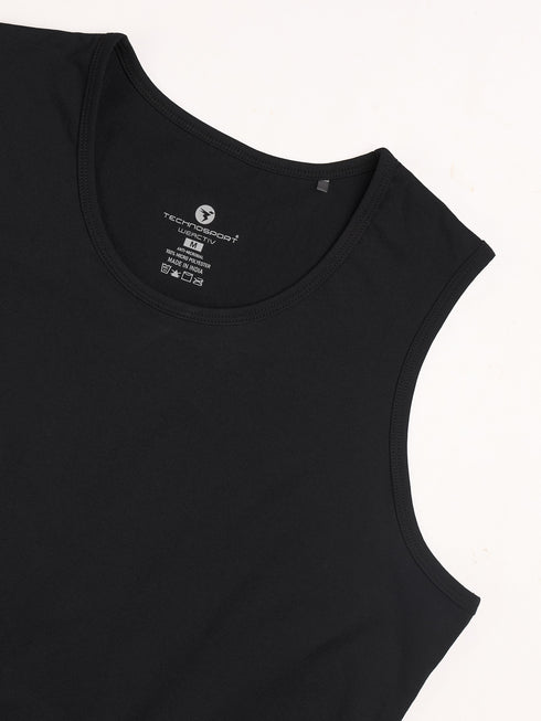 Women Solid Slim Fit Round Neck Tank Top with COTFLEX