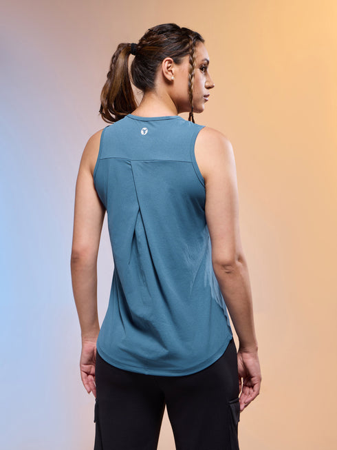 Women Solid Slim Fit Round Neck Tank Top with COTFLEX