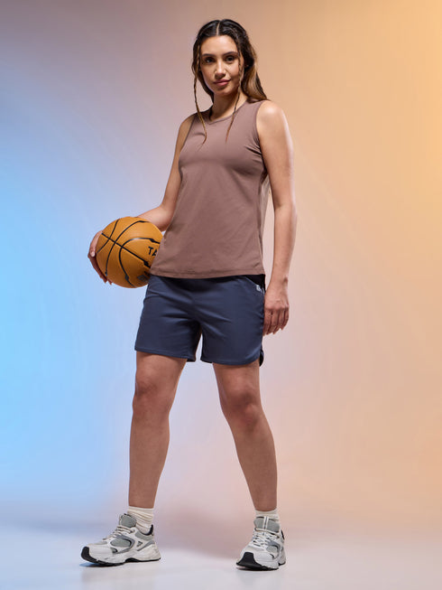 Women Solid Slim Fit Round Neck Tank Top with COTFLEX