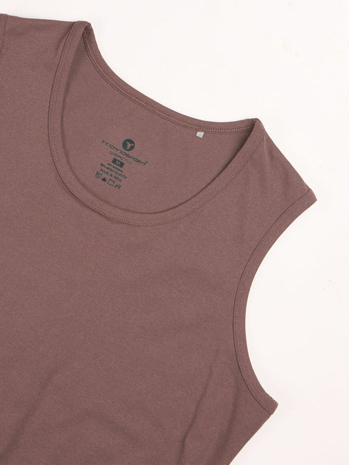 Women Solid Slim Fit Round Neck Tank Top with COTFLEX