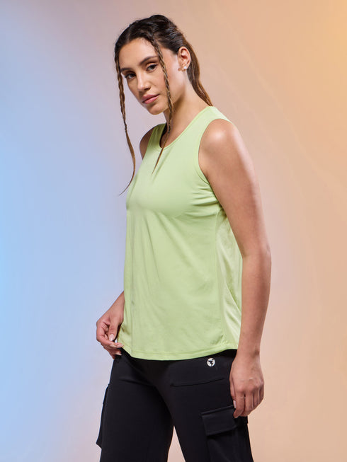 Women Solid Slim Fit Round Neck Tank Top with COTFLEX