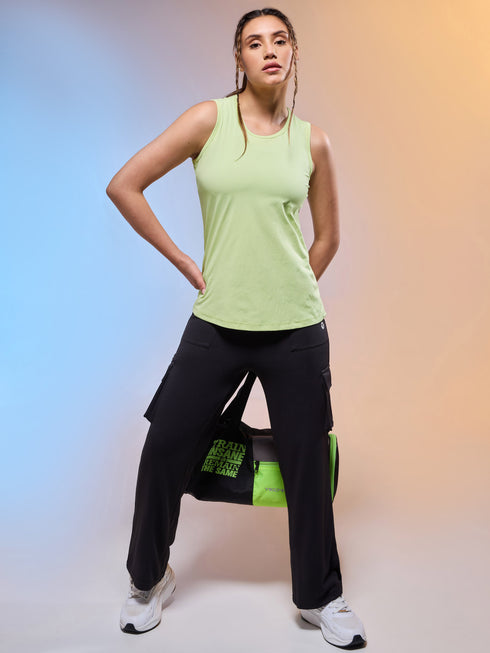 Women Solid Slim Fit Round Neck Tank Top with COTFLEX