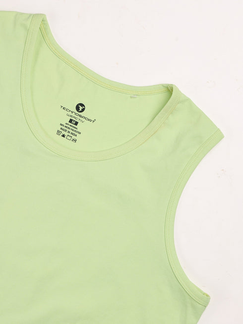 Women Solid Slim Fit Round Neck Tank Top with COTFLEX