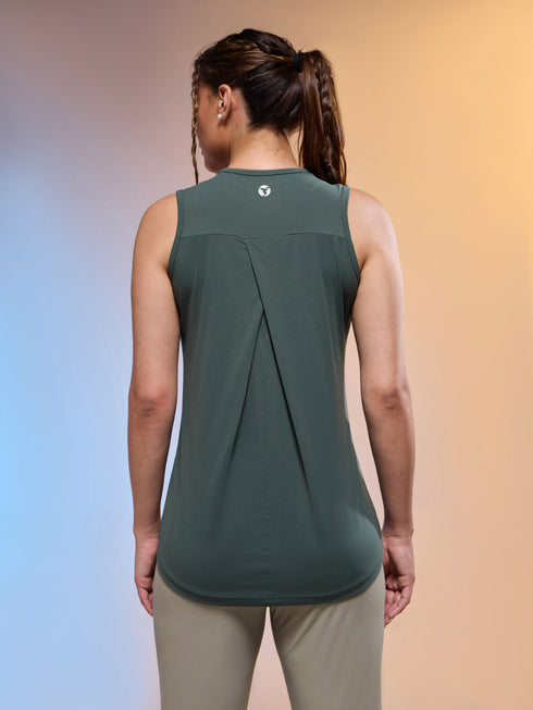 Women Solid Slim Fit Round Neck Tank Top with COTFLEX
