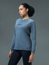 Women Printed Slim Fit Round Neck Sports Tee for Yoga & Fitness with TECHNOCOOL+