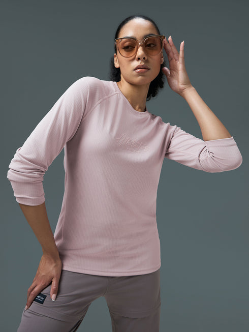 Women Printed Slim Fit Round Neck Sports Tee for Yoga & Fitness with TECHNOCOOL+