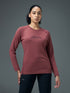 Women Printed Slim Fit Round Neck Sports Tee for Yoga & Fitness with TECHNOCOOL+
