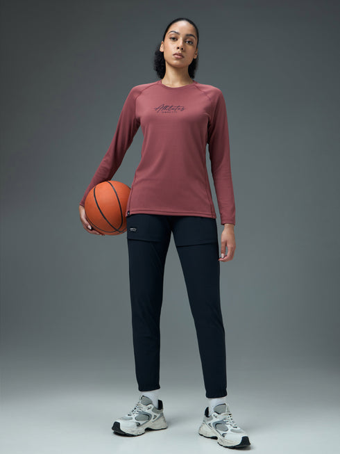 Women Printed Slim Fit Round Neck Sports Tee for Yoga & Fitness with TECHNOCOOL+