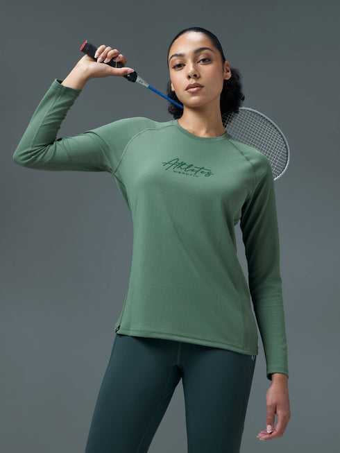 Women Printed Slim Fit Round Neck Sports Tee for Yoga & Fitness with TECHNOCOOL+