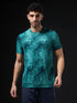 Men Abstract Print Slim Fit Crew Neck T-shirt with TECHNO COOL+