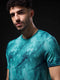 Men Abstract Print Slim Fit Crew Neck T-shirt with TECHNO COOL+