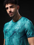 Men Abstract Print Slim Fit Crew Neck T-shirt with TECHNO COOL+