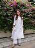 Ria Malhotra in Hand Embroidery Chikankari Long Kurti for Women In Chanderi Silk White-6