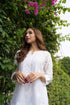 Ria Malhotra in Hand Embroidery Chikankari Long Kurti for Women In Chanderi Silk White-6