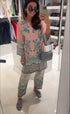 Nriti in Printkari Poly Muslin Co-ord set in Pink & Sky Blue