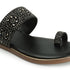 Women's Embellished Toe Ring Flat Sandals